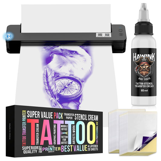 Hawink Bluetooth Tattoo Stencil Printer with Transfer Cream Thermal Paper