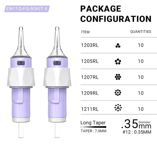 ANTIKE Tattoo Finger Ledge Cartridges Needles Mixed Size 50Pcs/Box