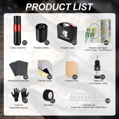 Solong Wireless Tattoo Machine Kit 7 Adjustable Strokes SLE75KIT-1