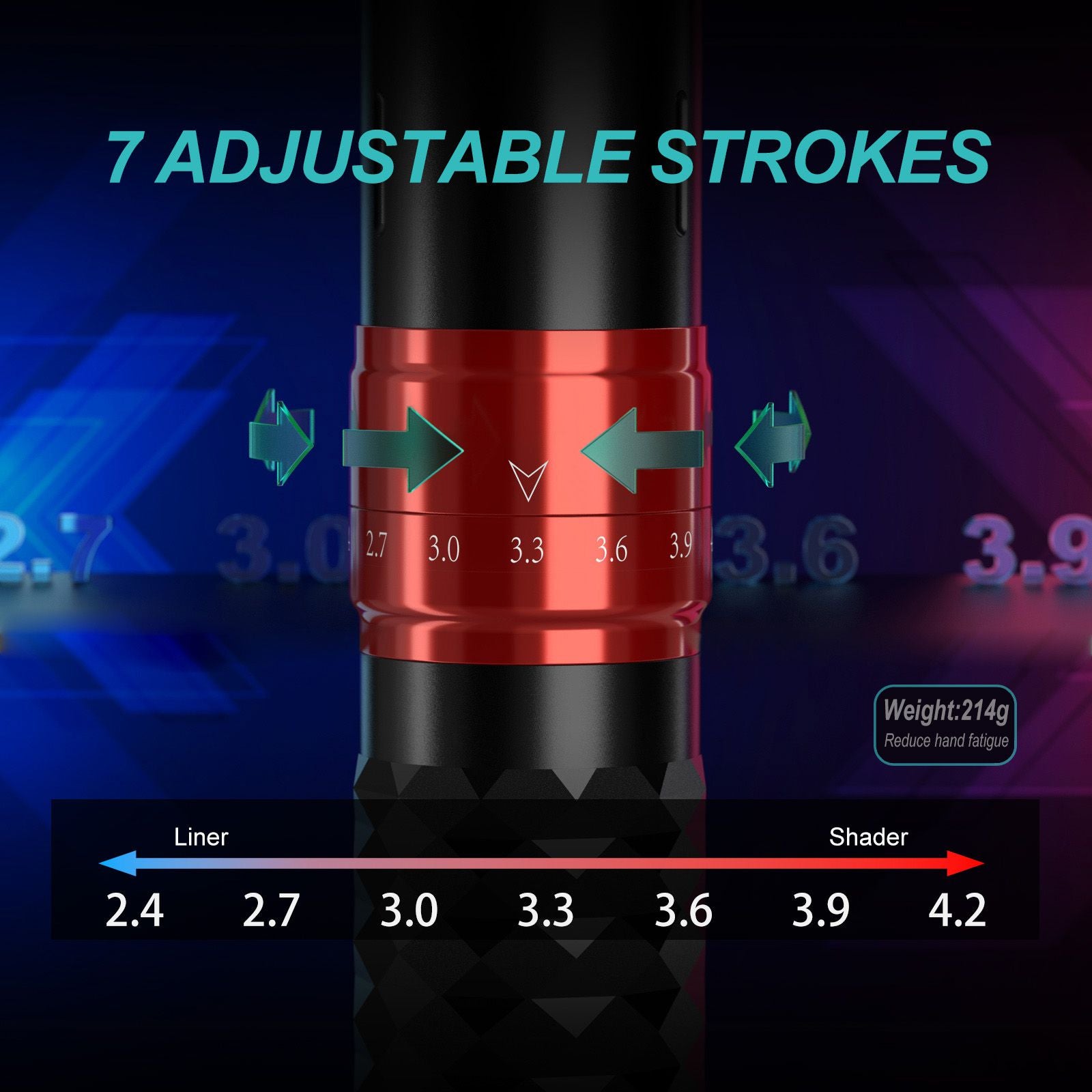 Solong Wireless Tattoo Machine Kit 7 Adjustable Strokes SLE75KIT-1