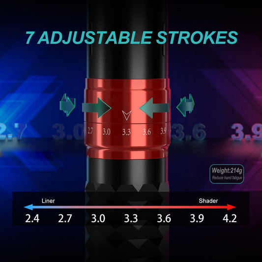 Solong Wireless Tattoo Machine Kit 7 Adjustable Strokes SLE75KIT-1