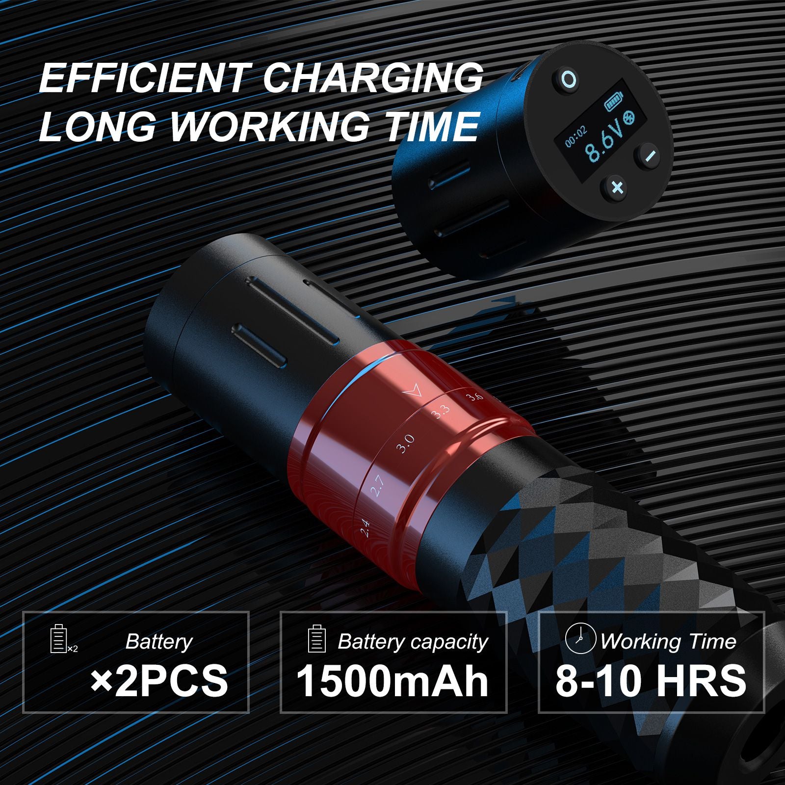 Solong Wireless Tattoo Machine Kit 7 Adjustable Strokes SLE75KIT-1