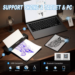 Hawink Bluetooth Tattoo Stencil Printer with Transfer Cream Thermal Paper