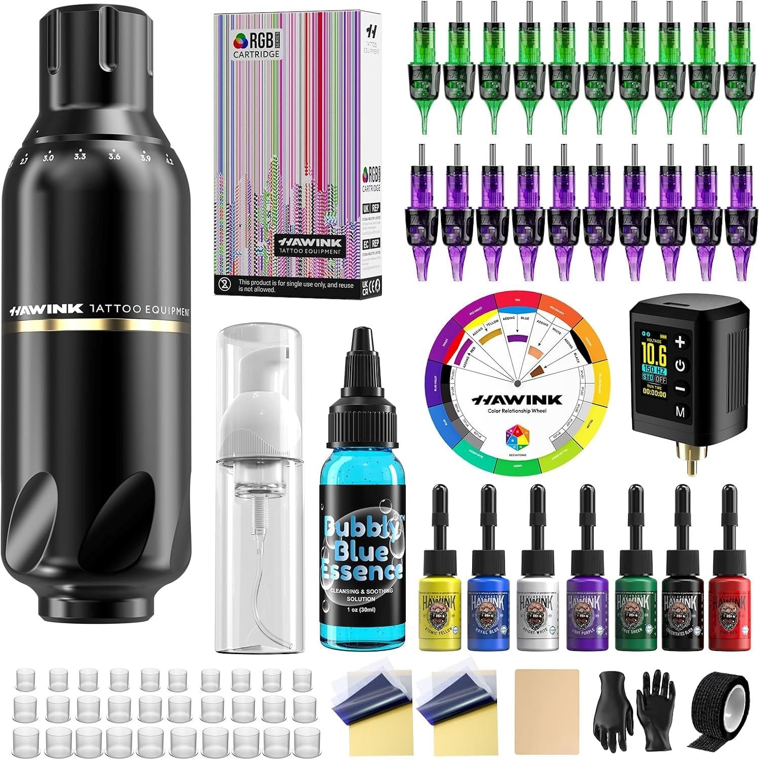 Hawink Wireless Rotary Tattoo Pen Kit with Pointillism Mode