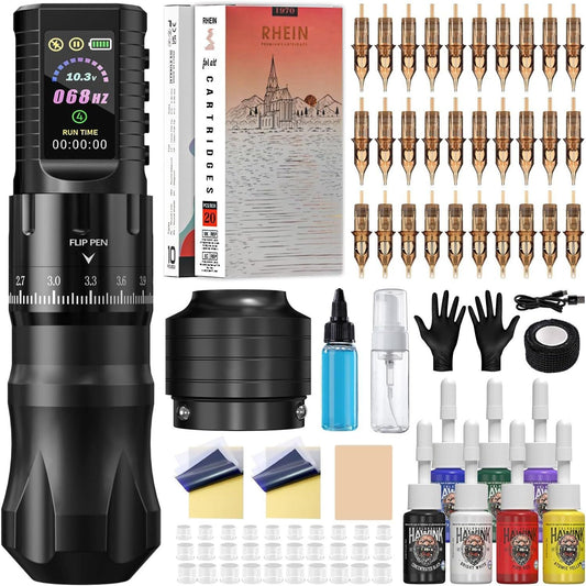 HAWINK Wireless Tattoo Machine Kit 7 Adjustable Strokes 2.4-4.2mm, Dot Working Mode