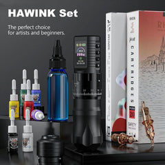 HAWINK Wireless Tattoo Machine Kit 7 Adjustable Strokes 2.4-4.2mm, Dot Working Mode