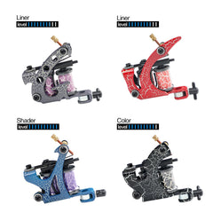 Coil Tattoo Machine Kit 4 Pro Coil Tattoo Guns 54 Inks Power Supply Foot Pedal Needles Grips Tips Carry Case - Hawink