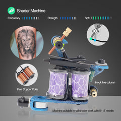 Coil Tattoo Machine Kit 4 Pro Coil Tattoo Guns 54 Inks Power Supply Foot Pedal Needles Grips Tips Carry Case - Hawink