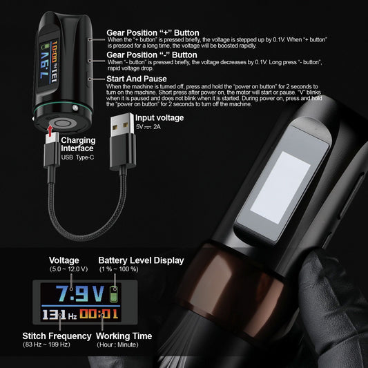 Hawink E62 Wireless Tattoo Machine Pen with 3.5mm Stroke