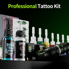 HAWINK professional wireless tattoo pen kit with dual batteries, ink, and RGB cartridges