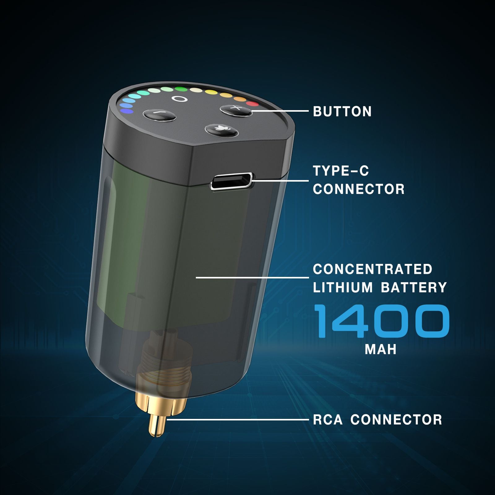 Wireless Tattoo Battery 1400mAh for RCA Tattoo Machine Pen