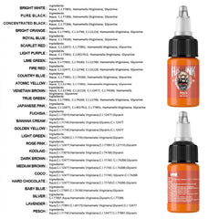 HAWINK 28 Colors Tattoo Ink Set Pigment Kit 1/2 oz (15ml)
