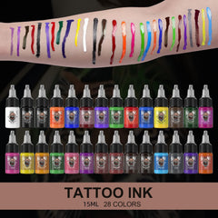 HAWINK 28 Colors Tattoo Ink Set Pigment Kit 1/2 oz (15ml)