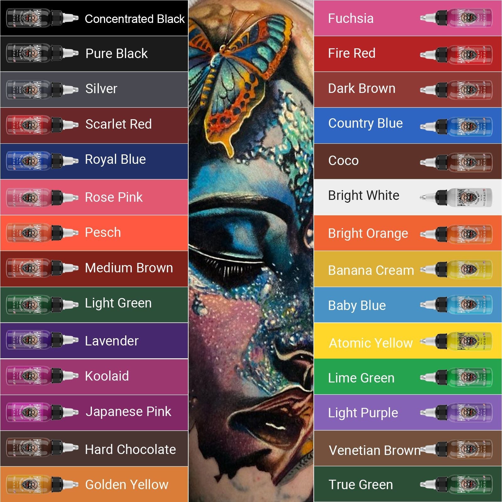HAWINK 28 Colors Tattoo Ink Set Pigment Kit  1 oz (30ml)
