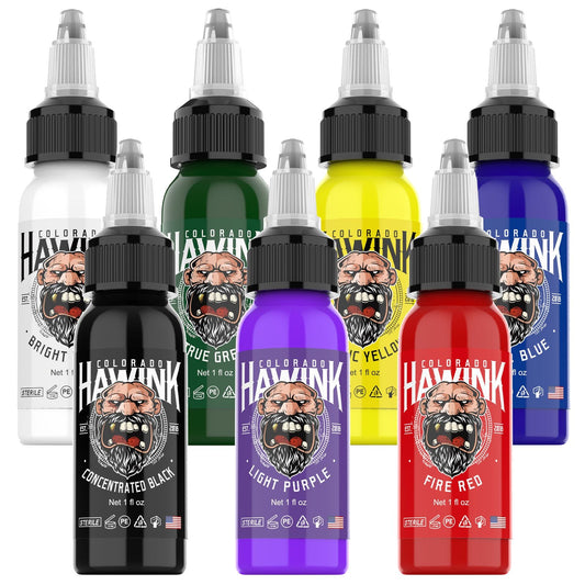 HAWINK 7 Colors Tattoo Ink Set Pigment Kit 1 oz (30ml)