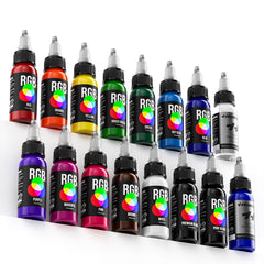 Hawink RGB Tattoo Ink Set 14 Colors and 2 Mix Solution 1 oz(30ml)