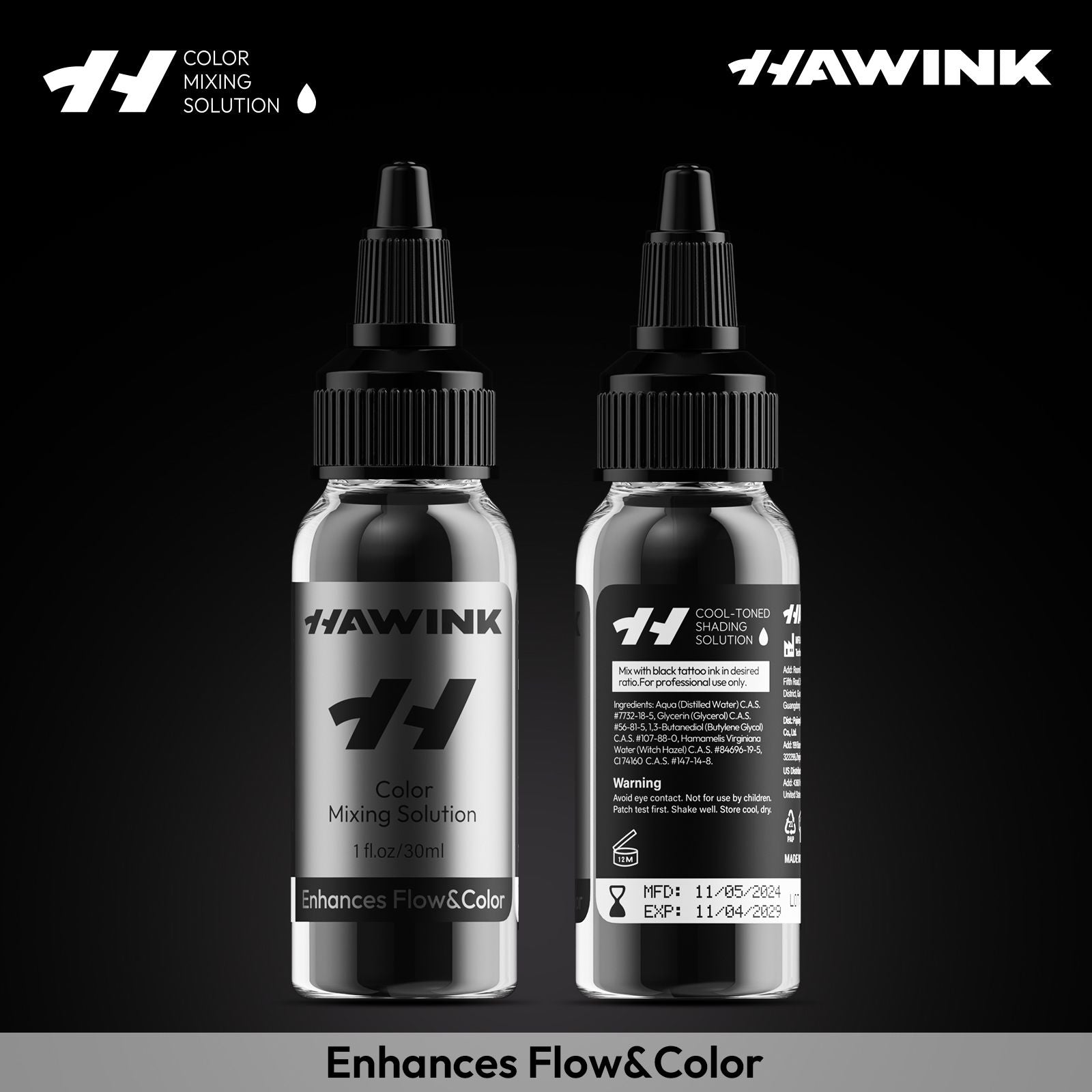 Hawink RGB Tattoo Ink Set 14 Colors and 2 Mix Solution 1 oz(30ml)